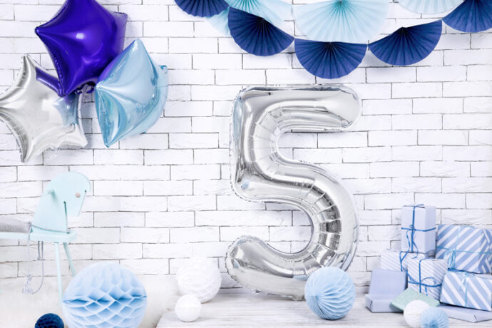 Foil Balloon Number ''5'', 86cm, silver