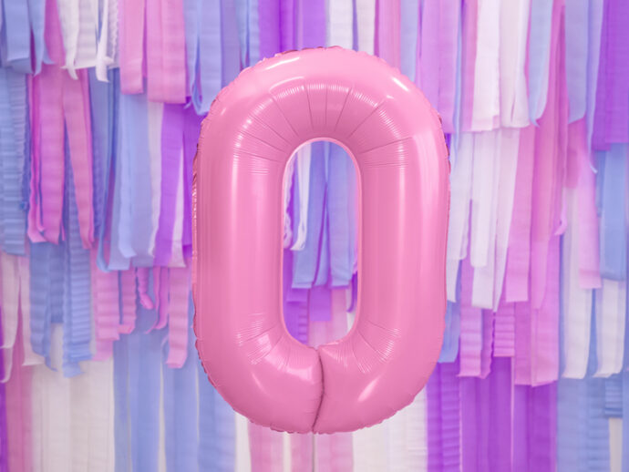 Foil Balloon Number ''0'', 86cm, pink