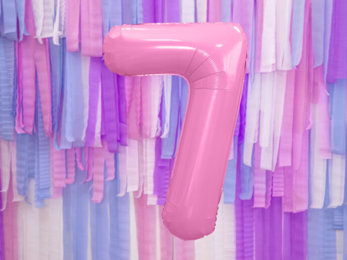 Foil Balloon Number ''7'', 86cm, pink