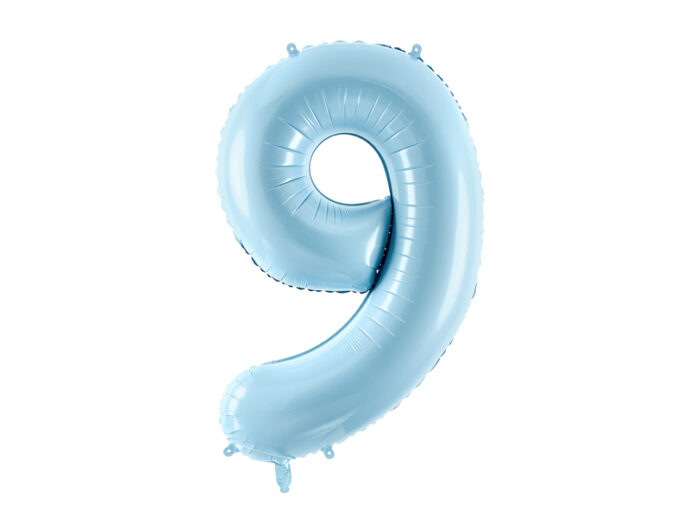 Foil Balloon Number ''9'', 86cm, light blue