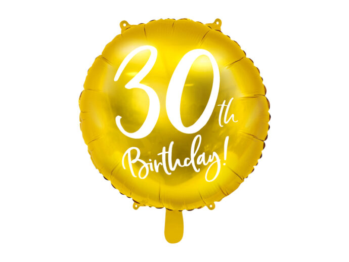 Foil Balloon 30th Birthday, gold, 45 cm