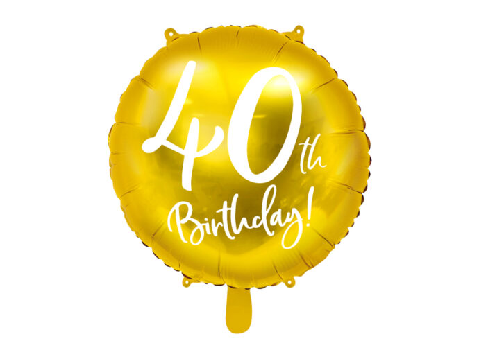 Foil Balloon 40th Birthday, gold, 45 cm