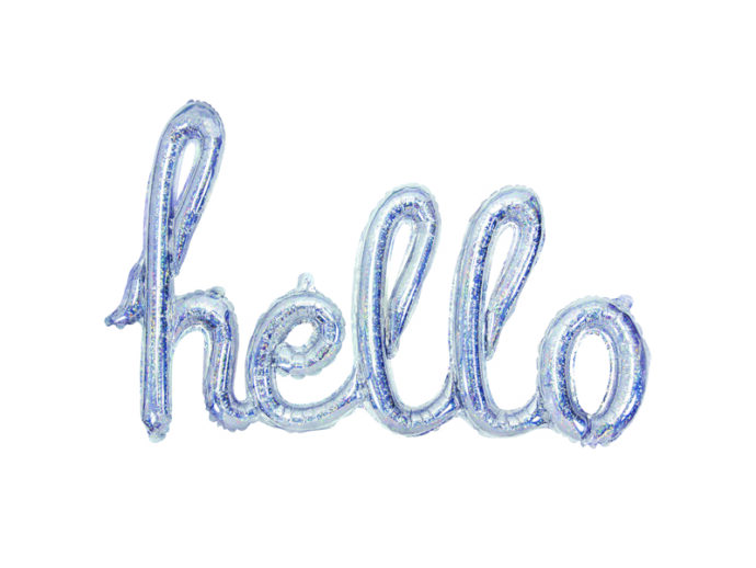 Foil Balloon Hello, 72x45cm, holographic
