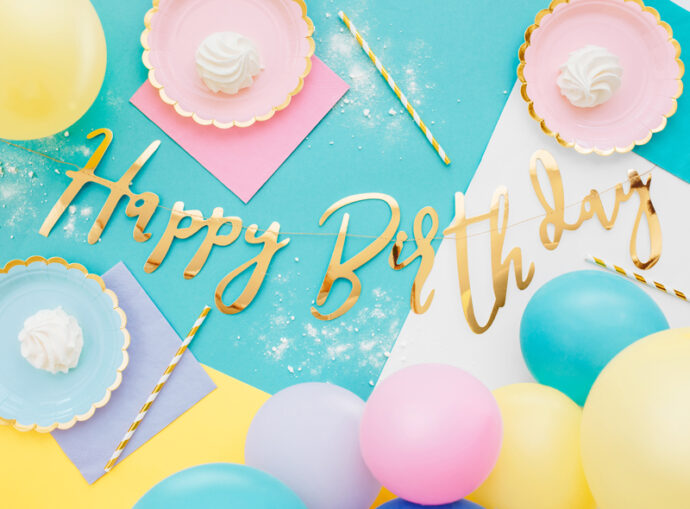 Χάρτινο Μπάνερ Happy Birthday Χρυσό Καθρέπτης