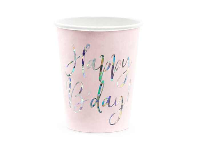Cups Happy B'day!, light powder pink, 220ml