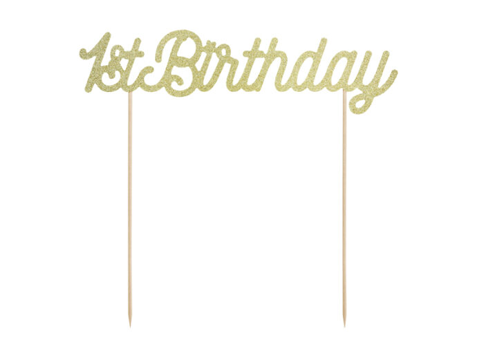 Cake topper 1st Birthday, gold