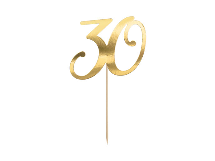 Cake topper ''30'', gold, 20.5cm