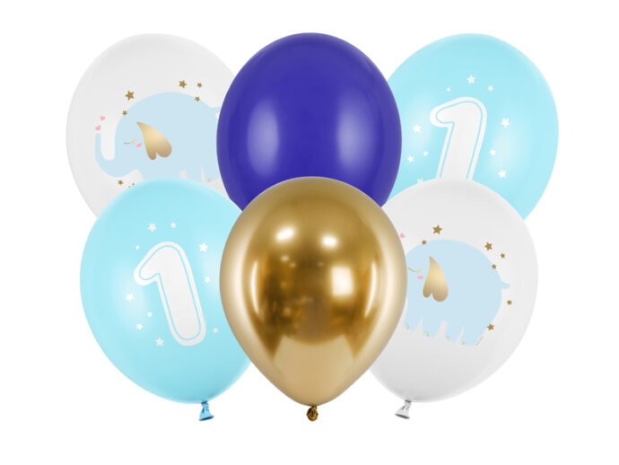 Balloons 30 cm, One year, Pastel Light Blue