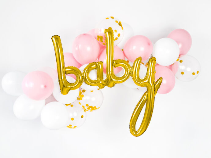 Foil balloon Baby, gold, 73.5x75.5cm