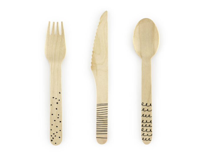 Wooden Cutlery, black, 16cm