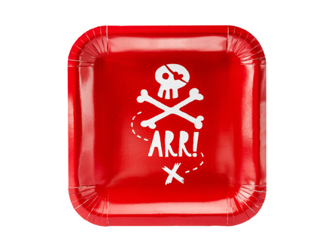 Plates Pirates Party, red, 20x20cm