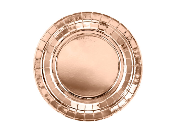 Round paper plates, rose gold, 18cm
