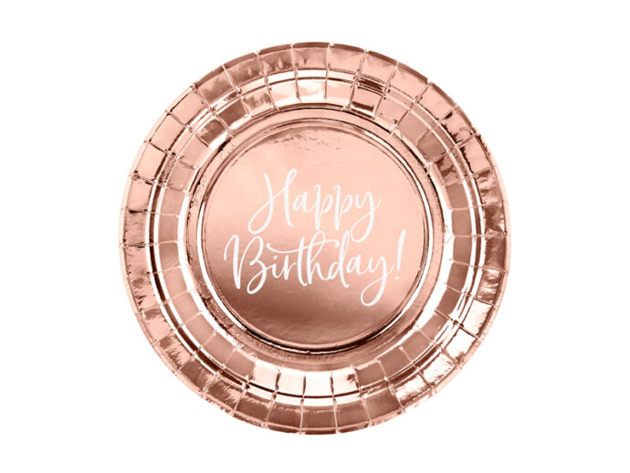 Plates Happy Birthday!, rose gold, 18cm