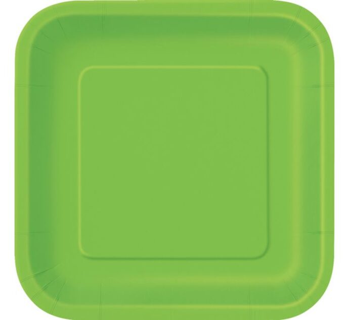 Green Paper Square Plates 16 Pcs.
