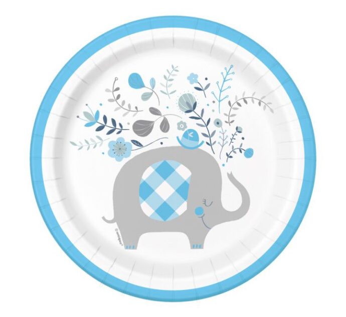 Boy Elephant Small Paper Plates (8pcs)