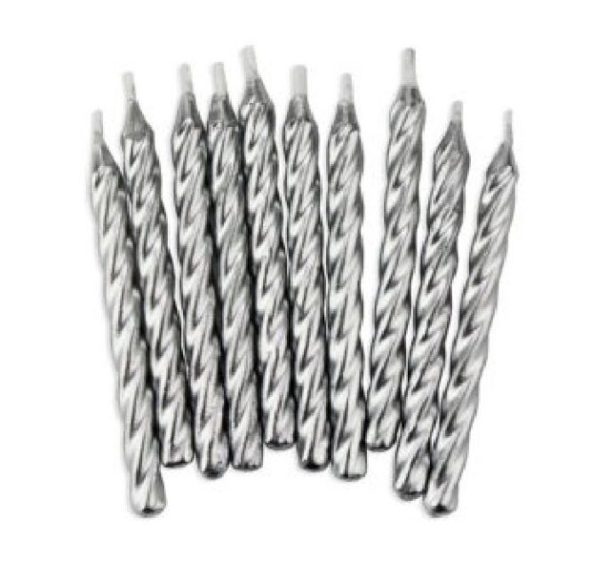 ( 10 Pcs ) SILVER SPIRAL CANDLES