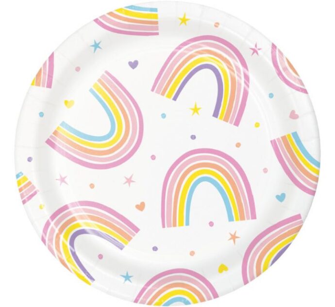 (English) Rainbow Small Paper Plates (8pcs)