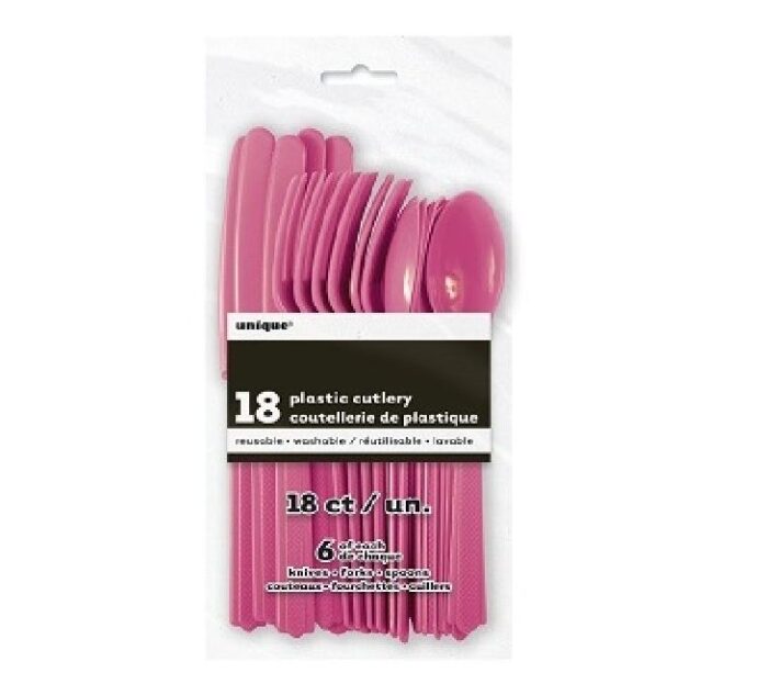HOT PINK CUTLERY 18 Pcs