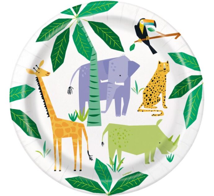 Animal Safari Large Paper Plates (8pcs)