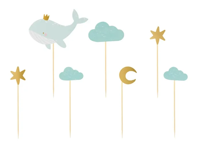 CAKE TOPPER - WHALE (7PCS)