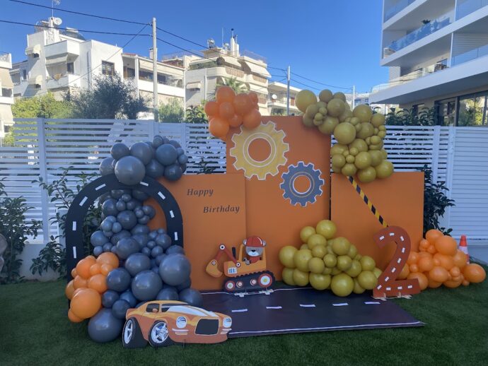 Balloon Decoration Theme Bulldozer
