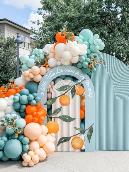 Διακόσμηση Μπαλονιών για Candy Bar Θέμα Πορτοκαλί Φρούτα