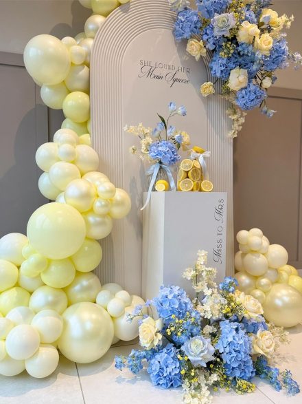 Γλυκιά Λεμονάτη Διακόσμηση με Μπαλόνια για Candy Bar Βαπτίσης