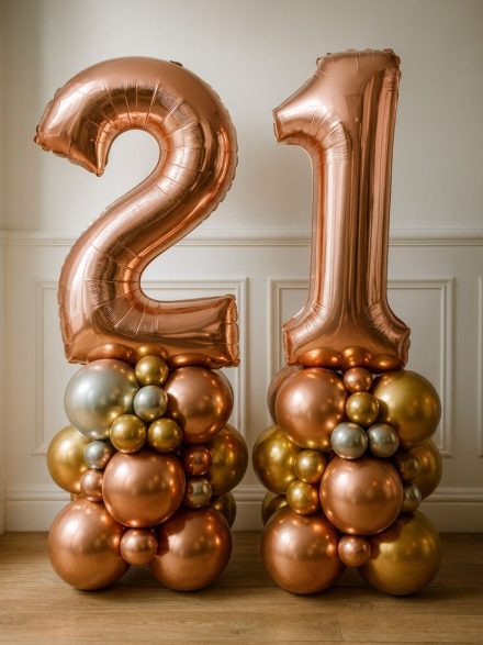 Σετ Μπαλονιών Birthday Girl – Happy 21 Ροζ Χρυσό (110 εκ.)