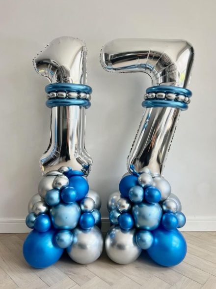 Σετ Μπαλονιών Birthday Boy – Happy Birthday σε Μπλε & Ασημί (150 εκ.)