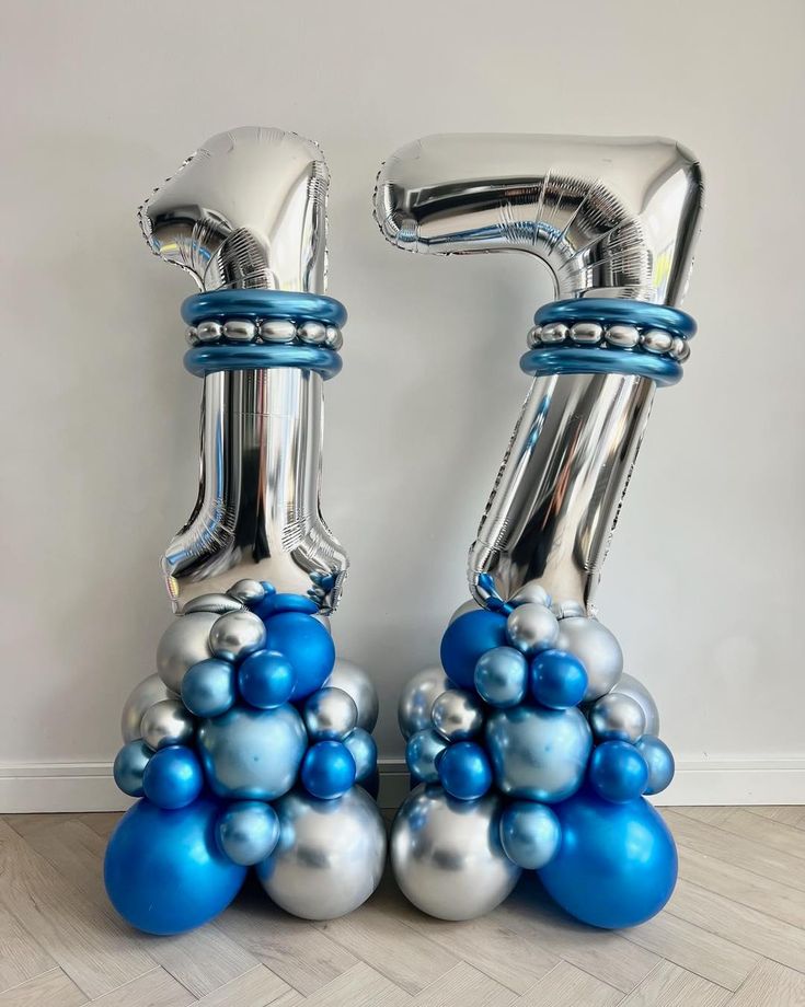 Σετ Μπαλονιών Birthday Boy – Happy Birthday σε Μπλε & Ασημί (150 εκ.)
